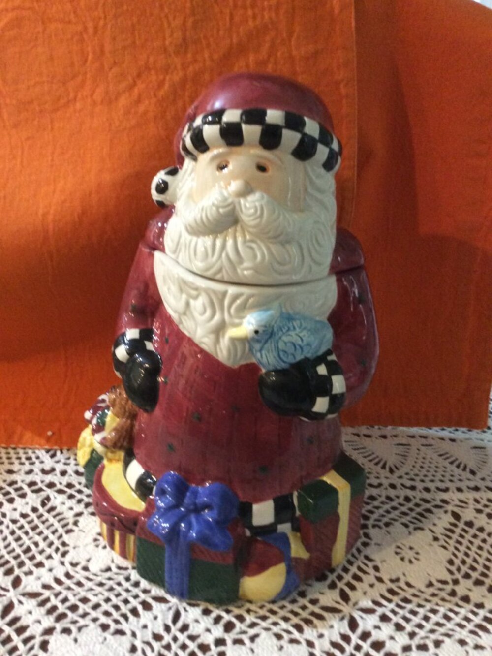 Vtg. Debbie Munn "Magic of Santa" Earthenware Cookie Jar
